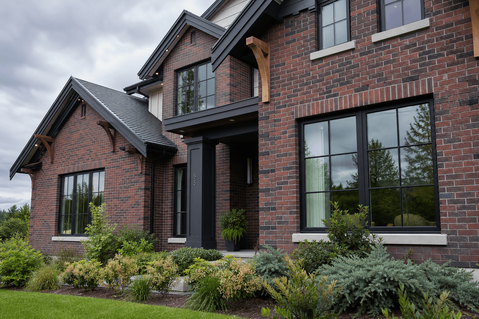 Beautiful brick veneer home exterior in Abbotsford BC by Apex Masonry