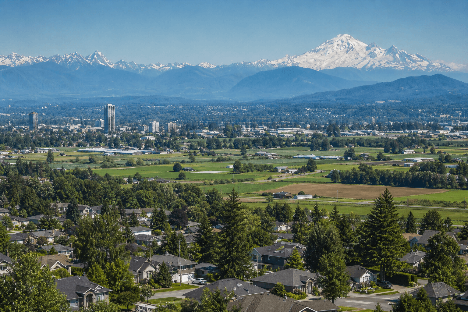 Abbotsford BC Fraser Valley with Mount Baker
